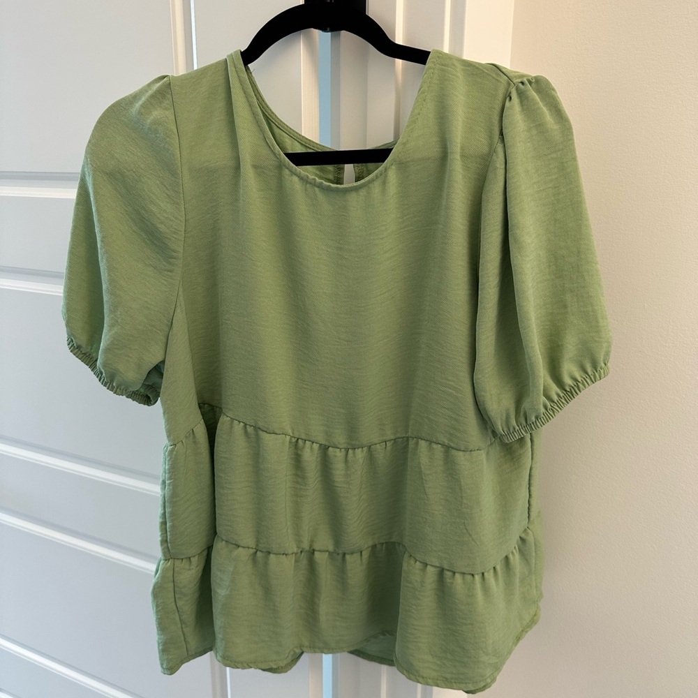 Green Peplum Blouse